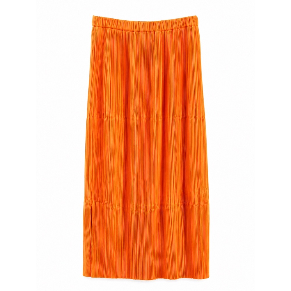 Club Monaco Orange Pleated Midi Skirt Elastic Waist Size Small NWT‎